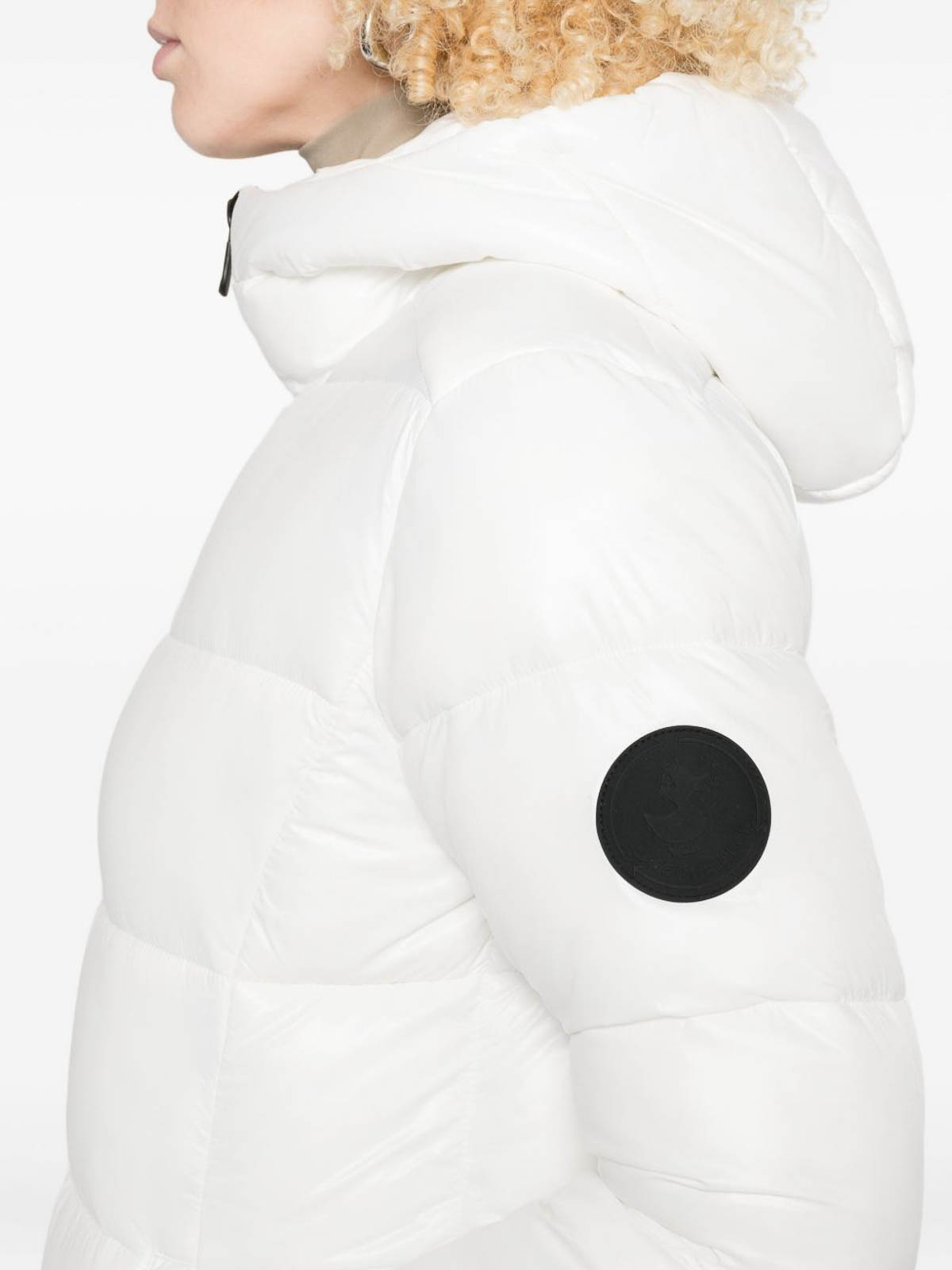 Save The Duck Quilted Mid-length Jacket With Hood In White