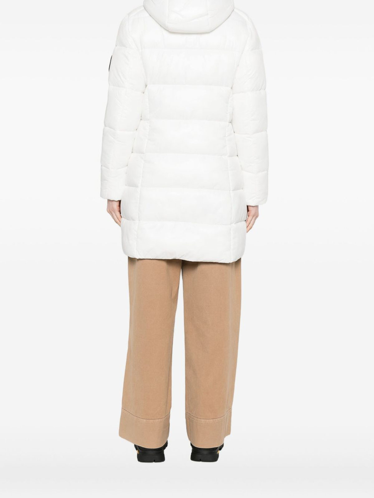 Save The Duck Quilted Mid-length Jacket With Hood In White