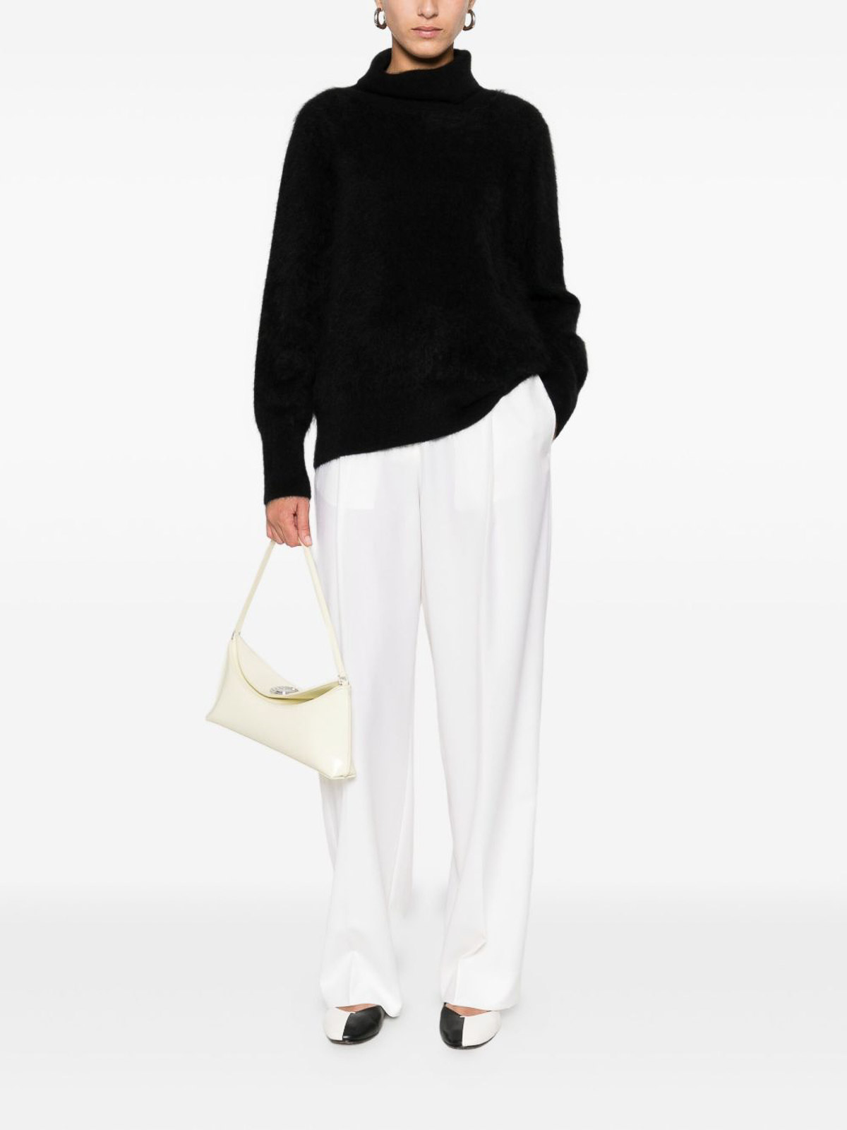Tabaroni Cashmere High-neck Cashmere Sweater With Ribbed Details In Black