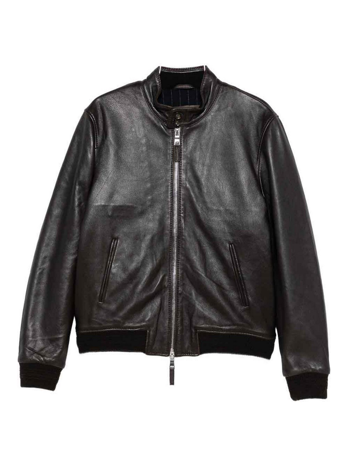 The Jack And Jackie Leathers Black Calfskin Jacket In Brown