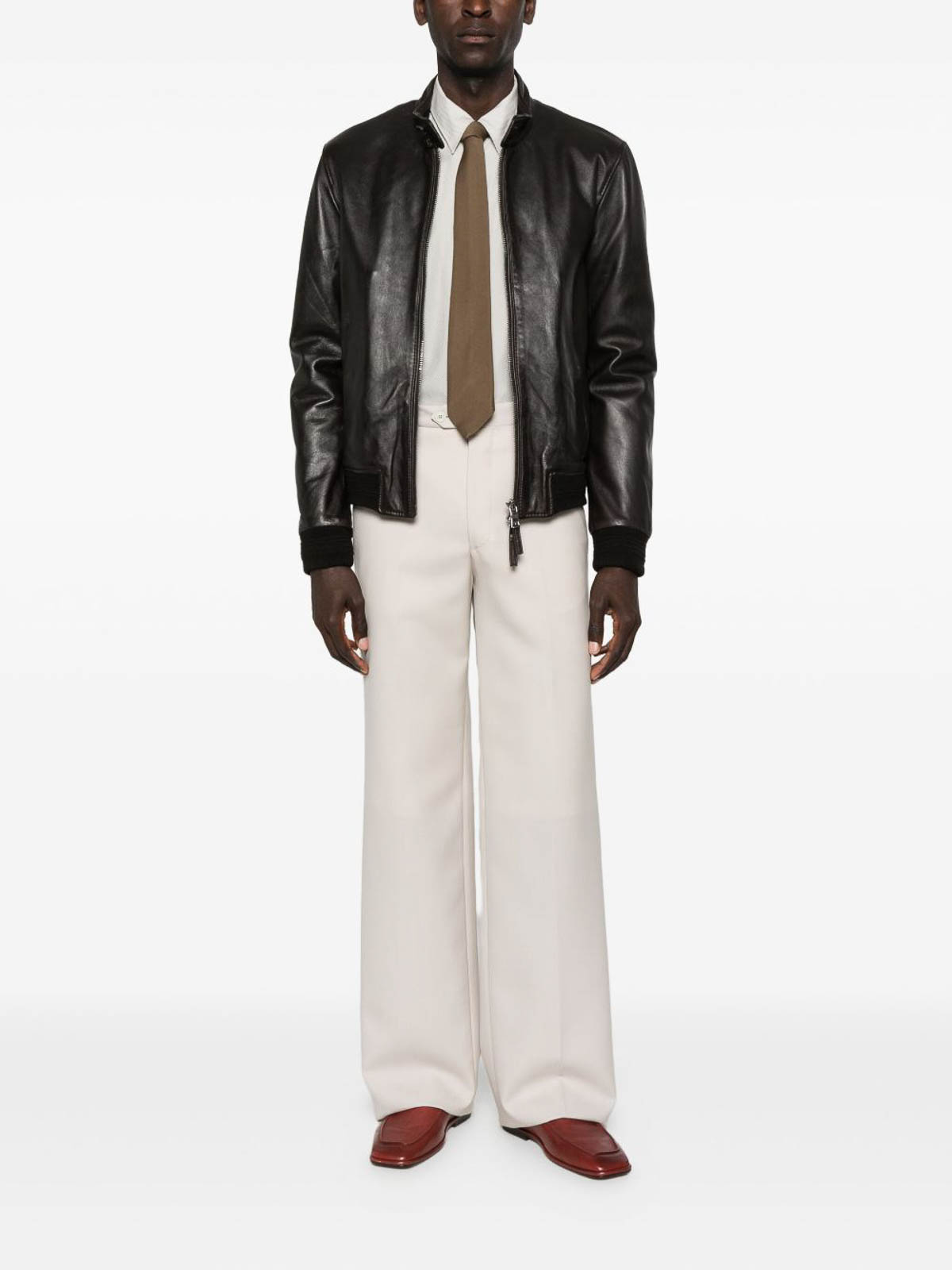 The Jack And Jackie Leathers Black Calfskin Jacket In Brown