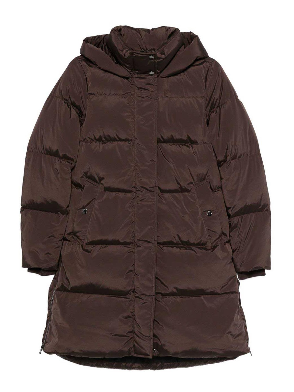 Woolrich Mid-thigh Length Quilted Jacket In Burgundy