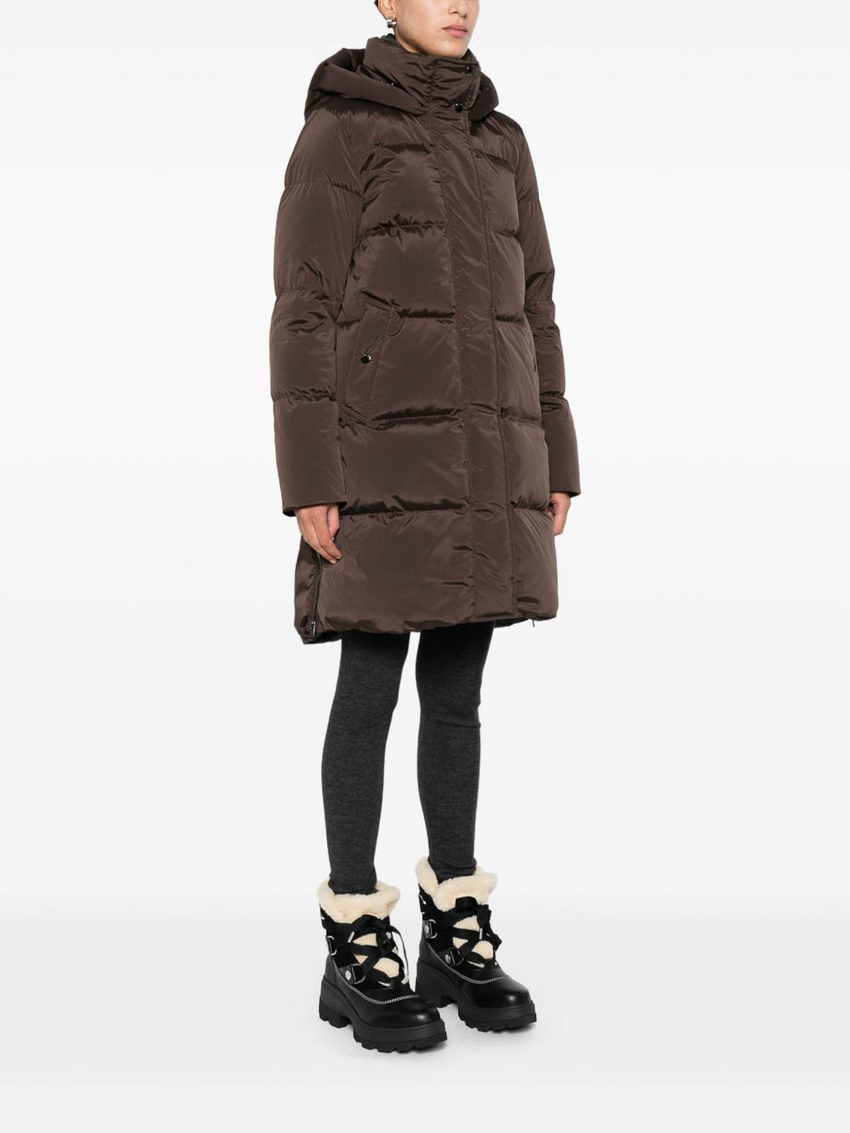 Woolrich Mid-thigh Length Quilted Jacket In Burgundy