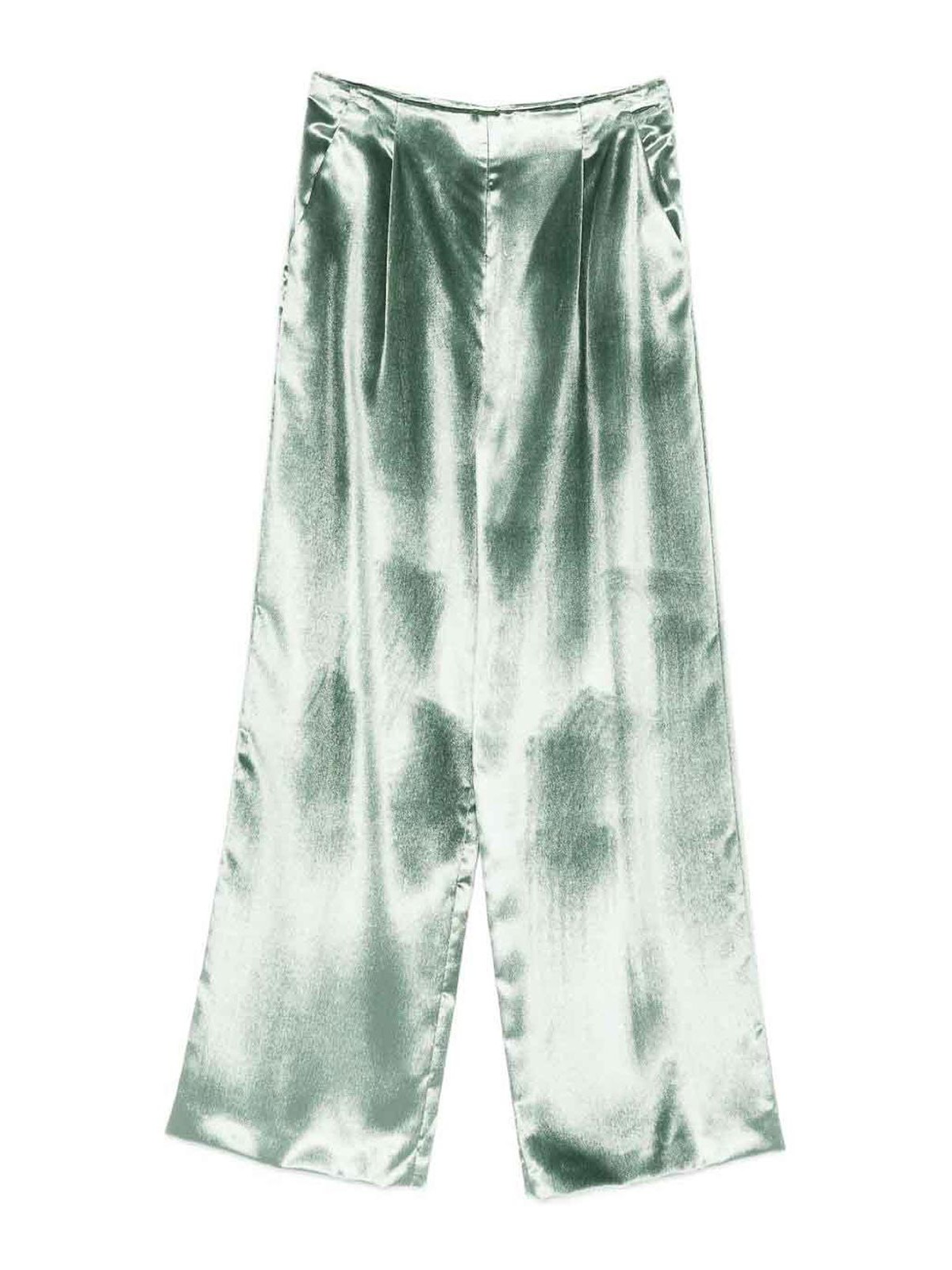 Alberta Ferretti Wide-leg Trousers In Shiny Viscose In White