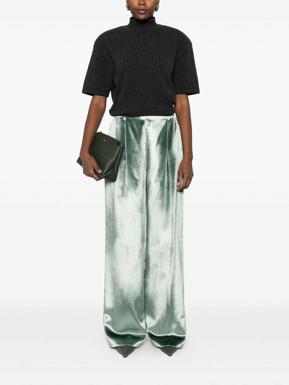 Alberta Ferretti Wide-leg Trousers In Shiny Viscose In White