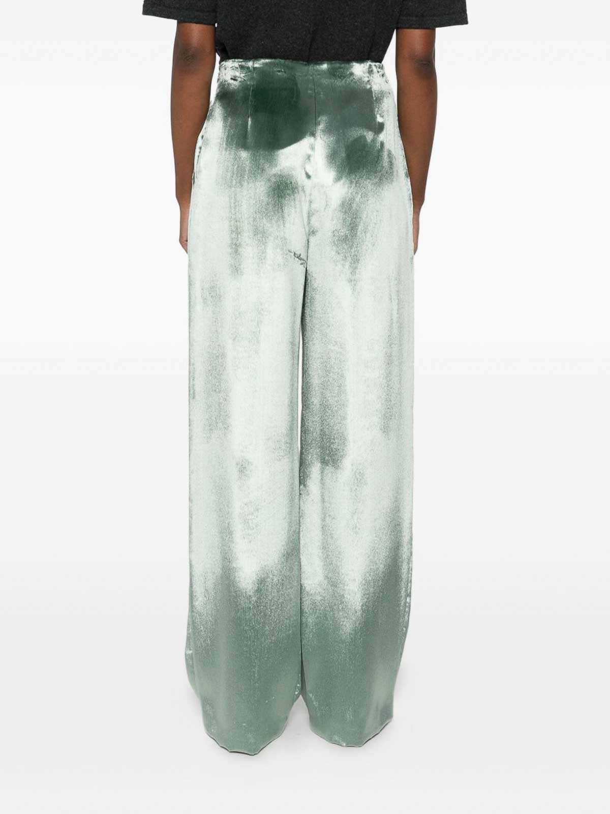 Alberta Ferretti Wide-leg Trousers In Shiny Viscose In White