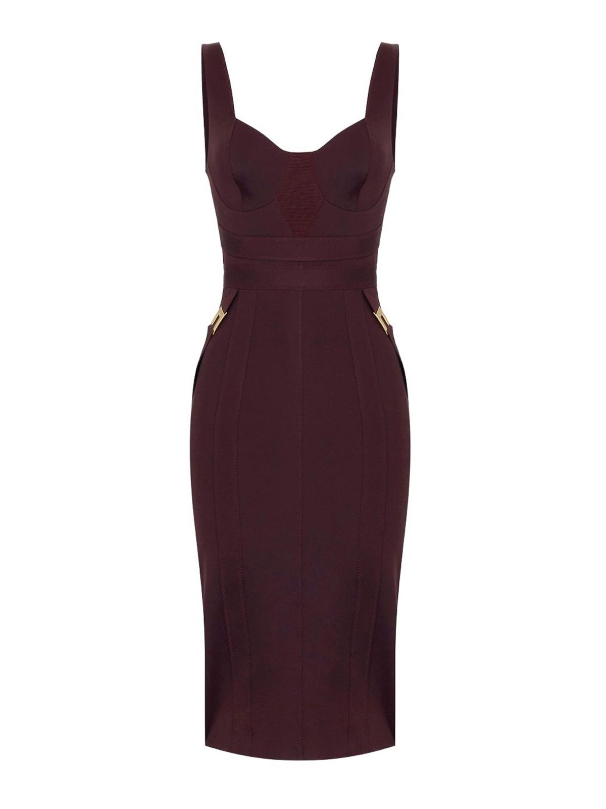 Elisabetta Franchi Midi Dress With Logo Plaque In Red