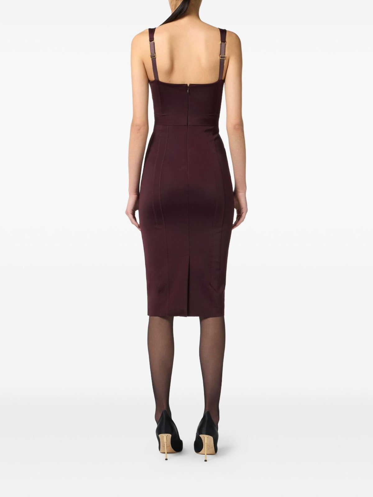 Elisabetta Franchi Midi Dress With Logo Plaque In Red