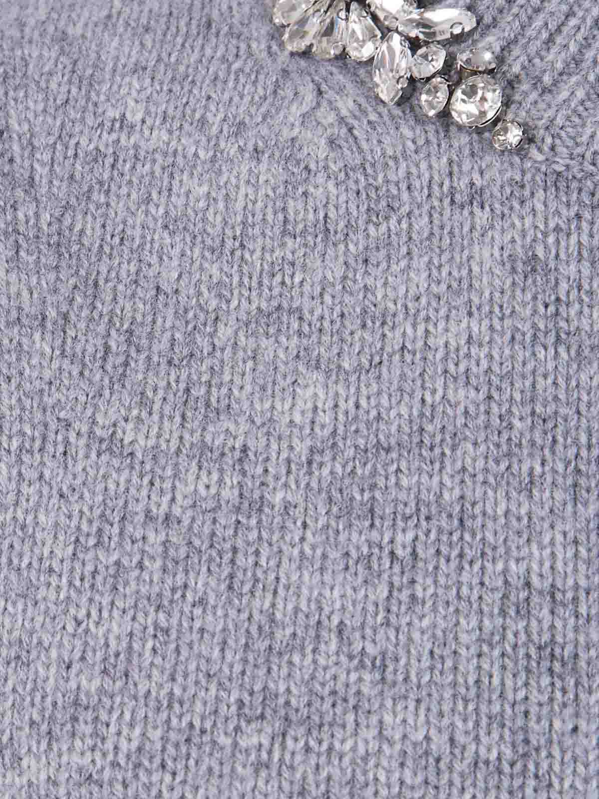 Semicouture Elegant Light Grey Gilet With Crystal Embellishments In Gray