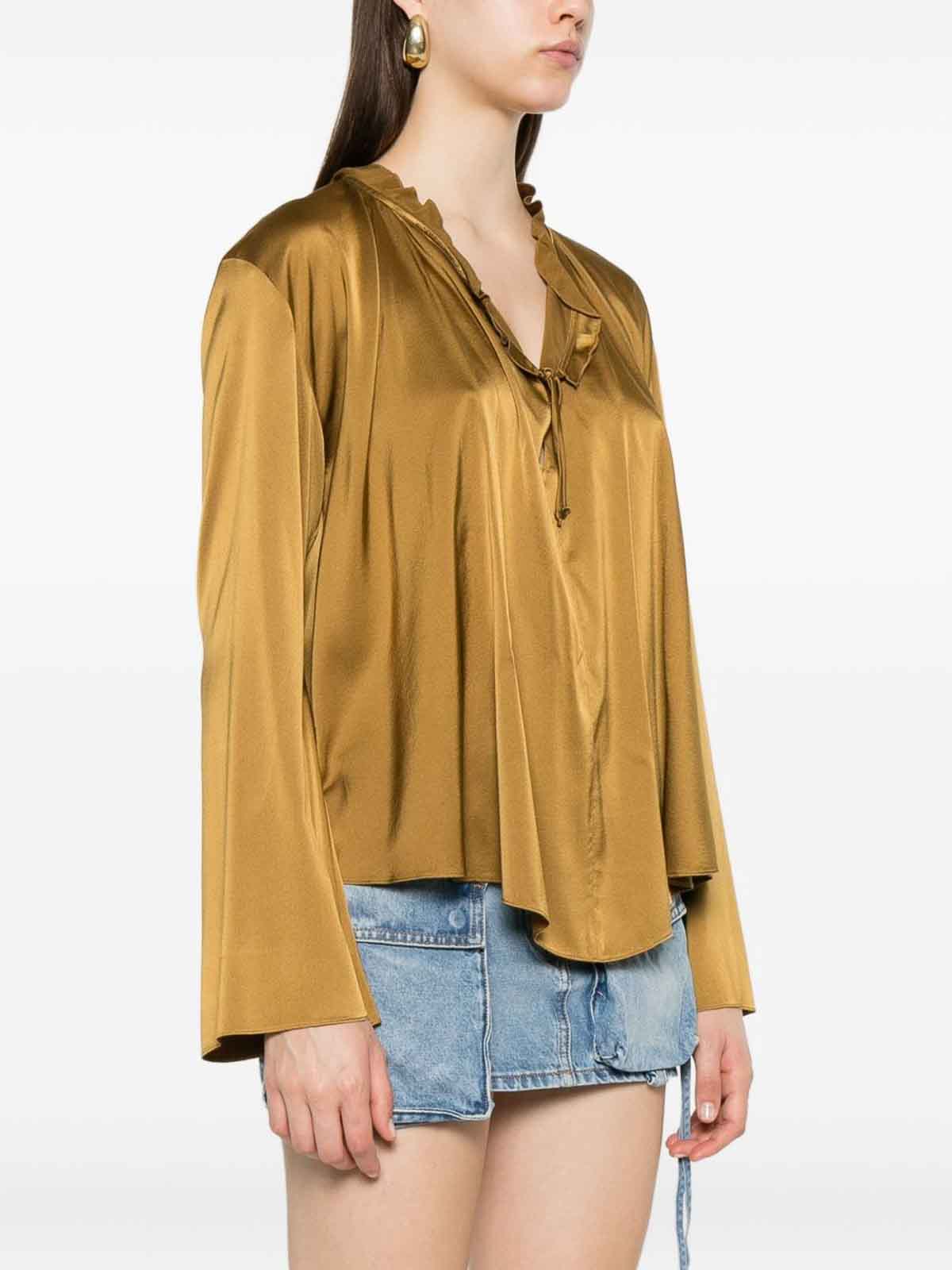 Forte Forte Soft Silk Blend Green Blouse In Yellow