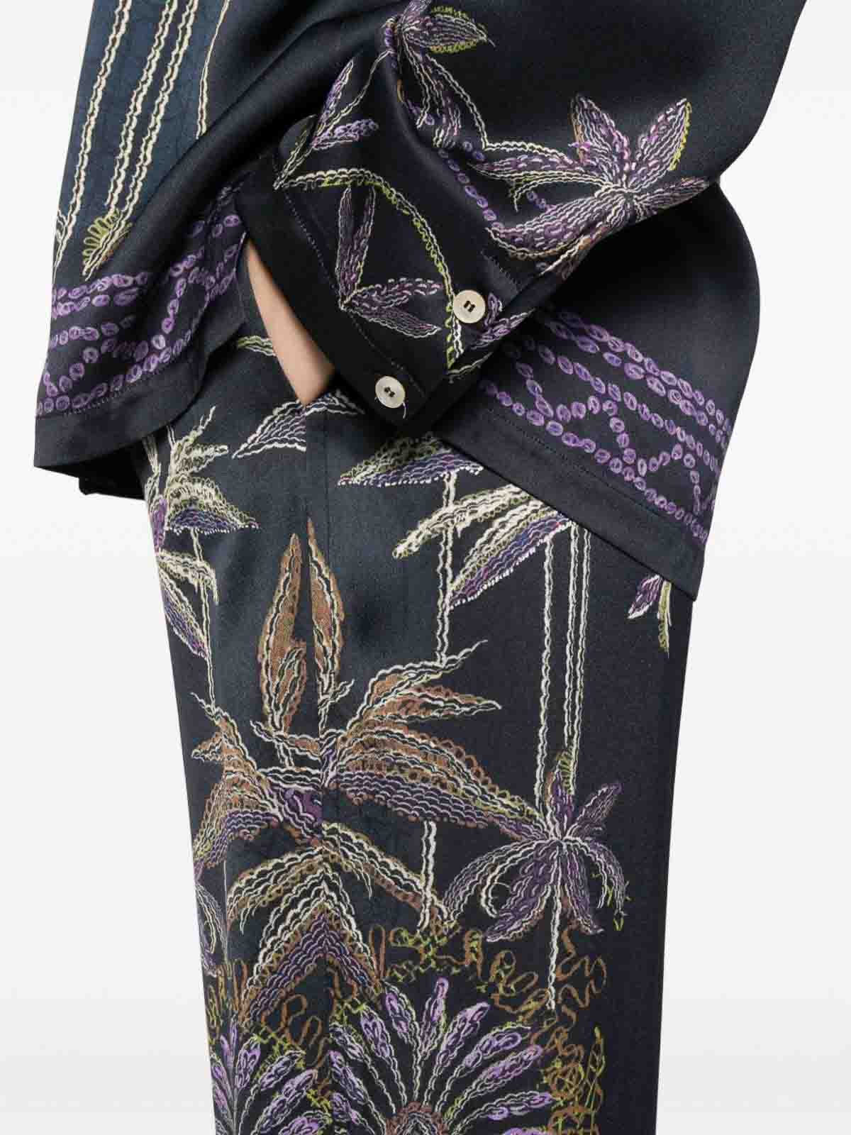 Forte Forte Wide-leg Trousers With Botanical Embroidery In Black