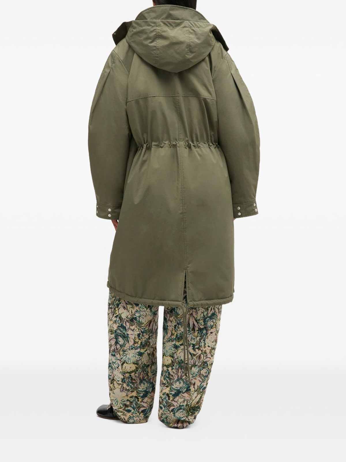 Ganni Womens Kalamata Oversized Logo-patch Nylon Parka Coat In Green