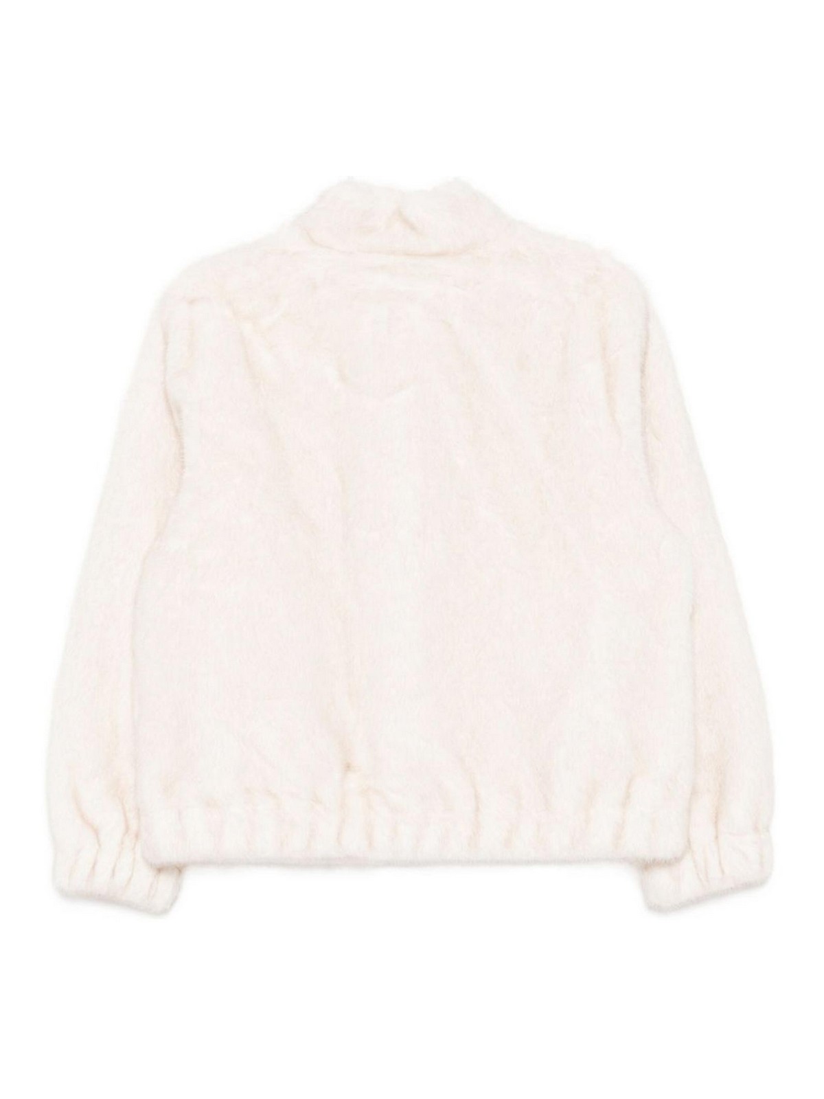 Michael Kors Plush Cropped White Jacket With Stand Collar In White