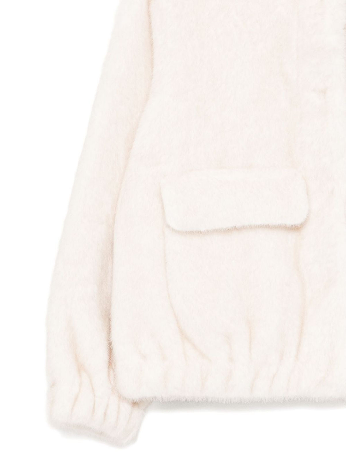 Michael Kors Plush Cropped White Jacket With Stand Collar In White