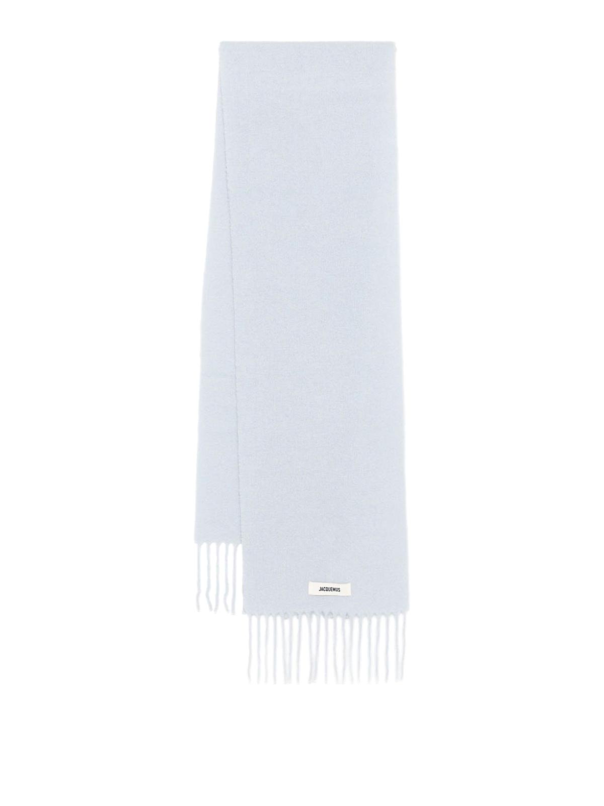 Jacquemus Light Blue Scarf In Wool With Label With Logo In Blue