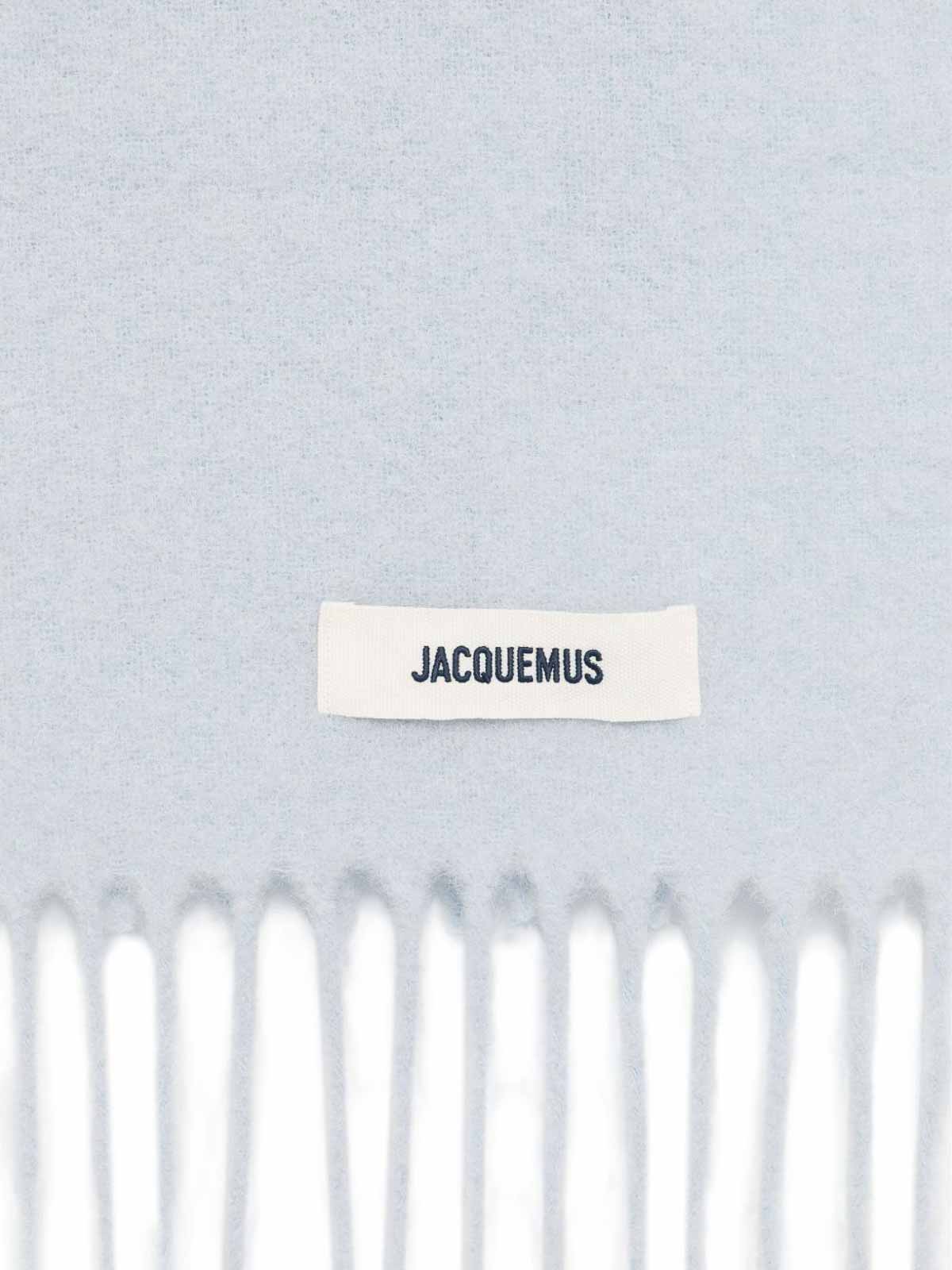 Jacquemus Light Blue Scarf In Wool With Label With Logo In Blue