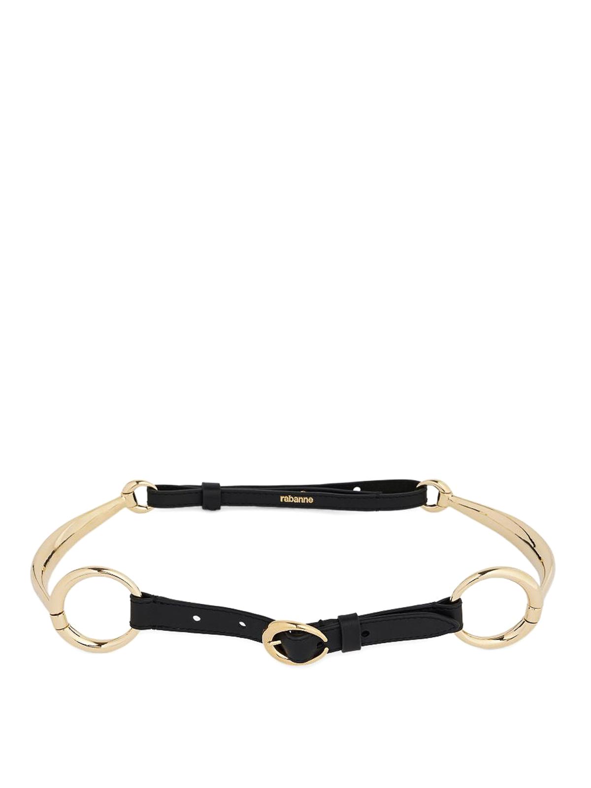 Rabanne Nero E Oro Leather And Brass Belt In Multi