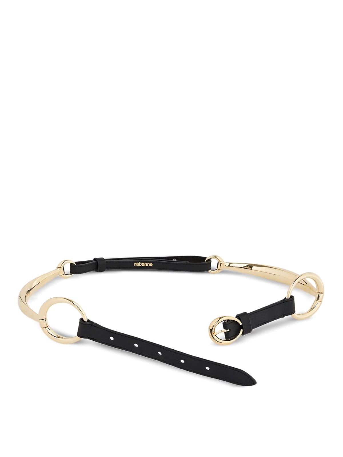 Rabanne Nero E Oro Leather And Brass Belt In Multi