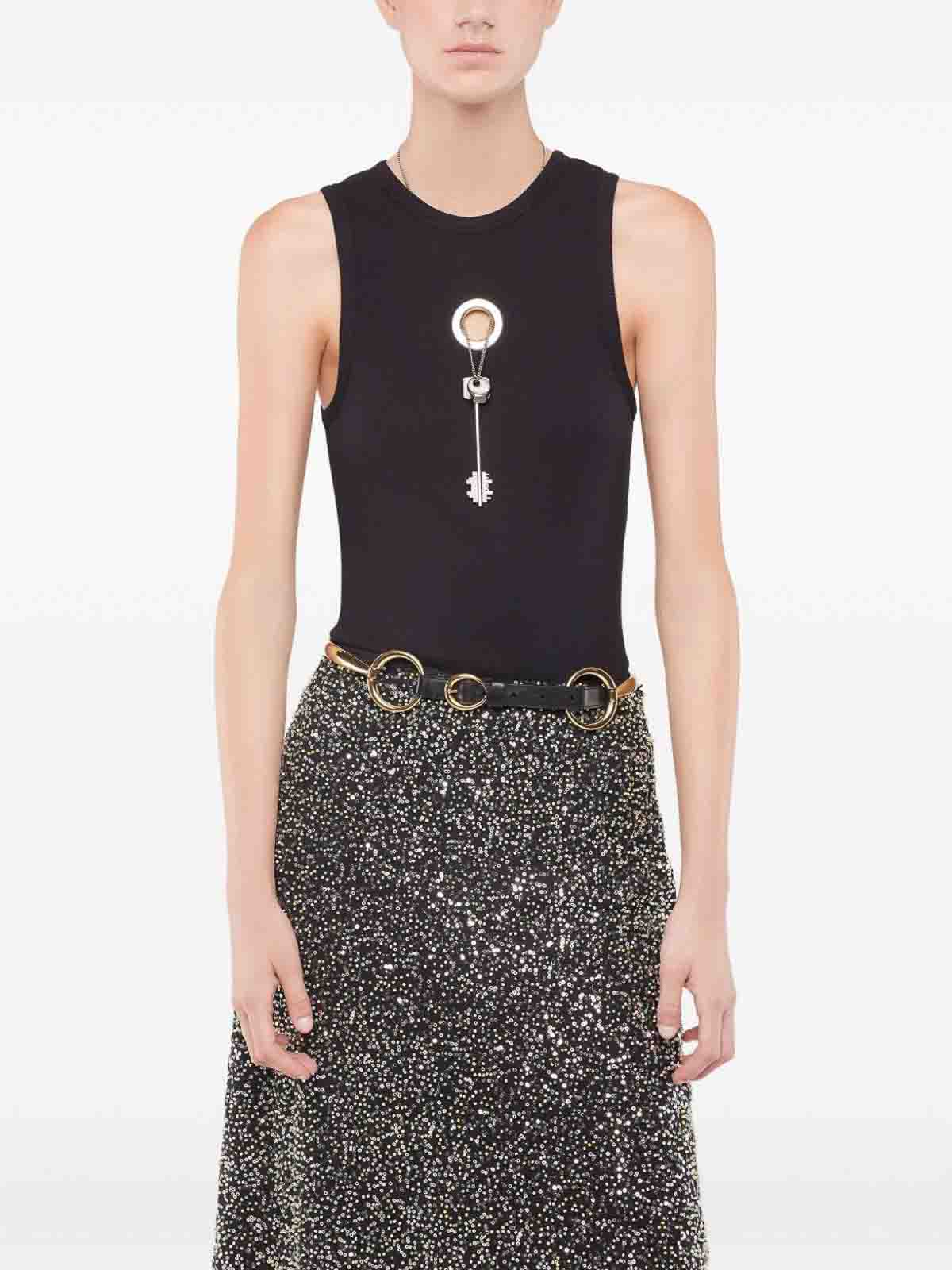 Rabanne Nero E Oro Leather And Brass Belt In Multi