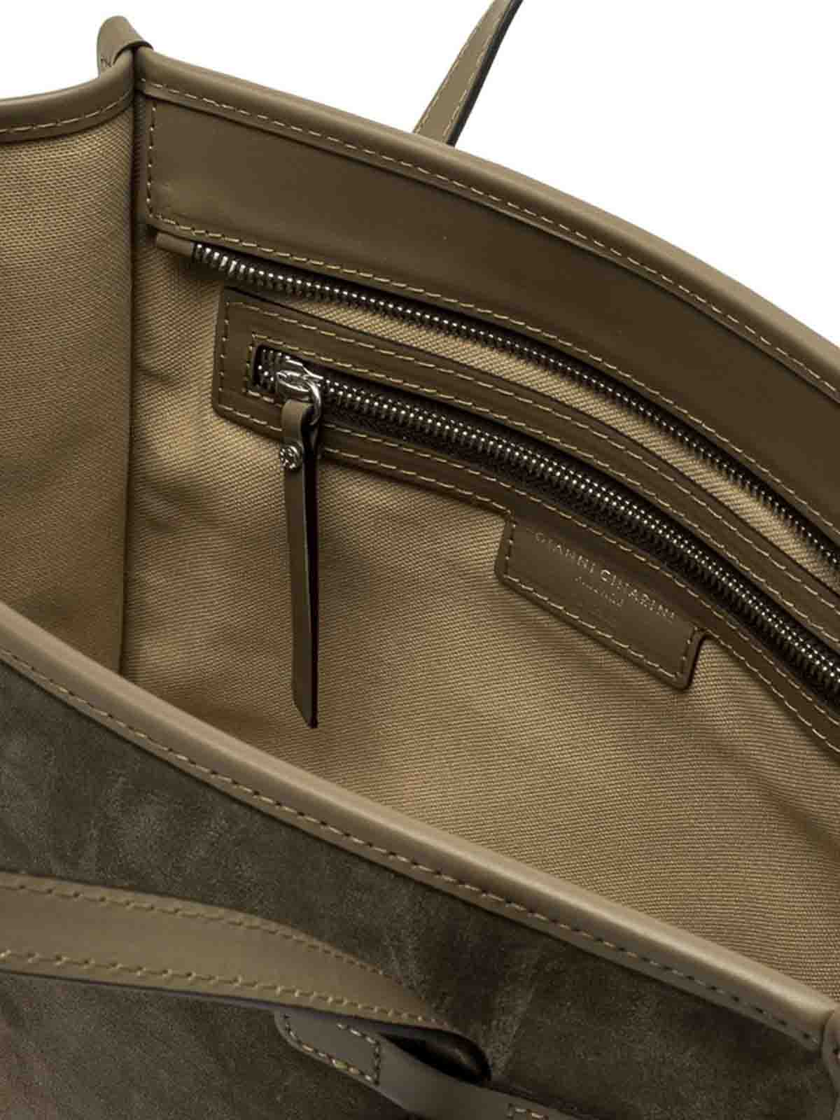 Gianni Chiarini Structured Shopper Bag With Buckle Strap Detail In Brown