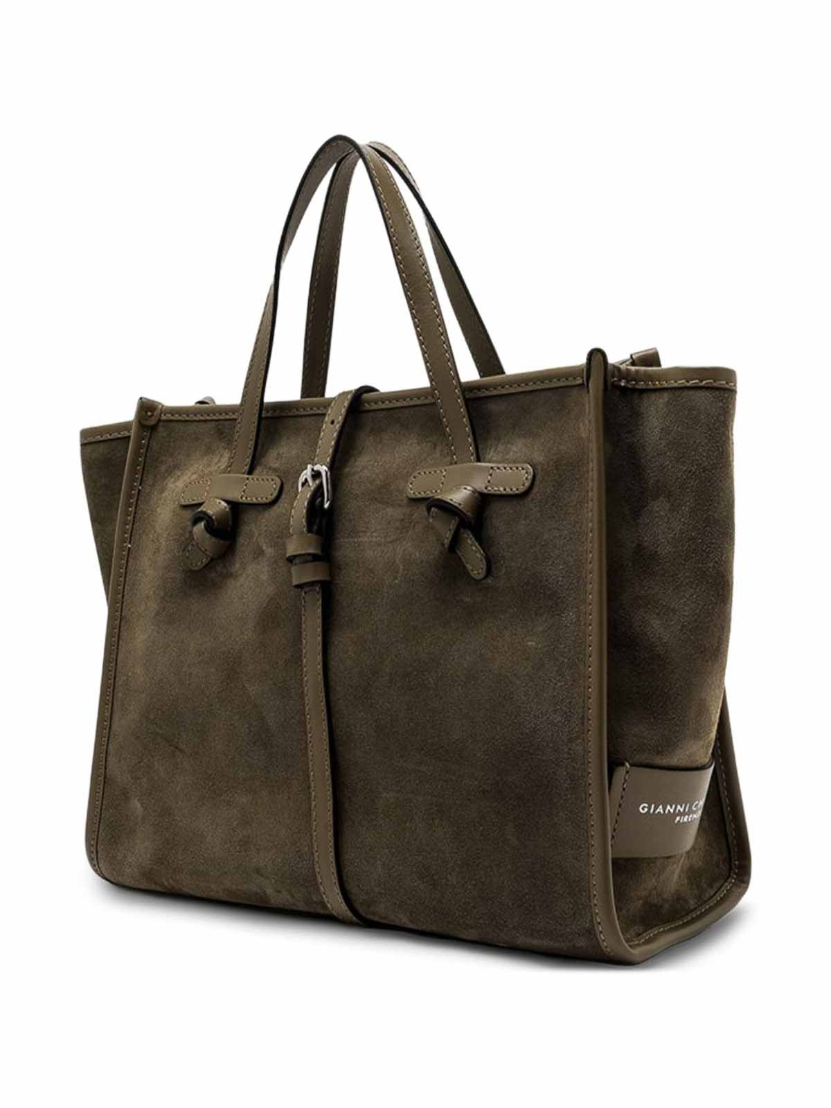 Gianni Chiarini Structured Shopper Bag With Buckle Strap Detail In Brown