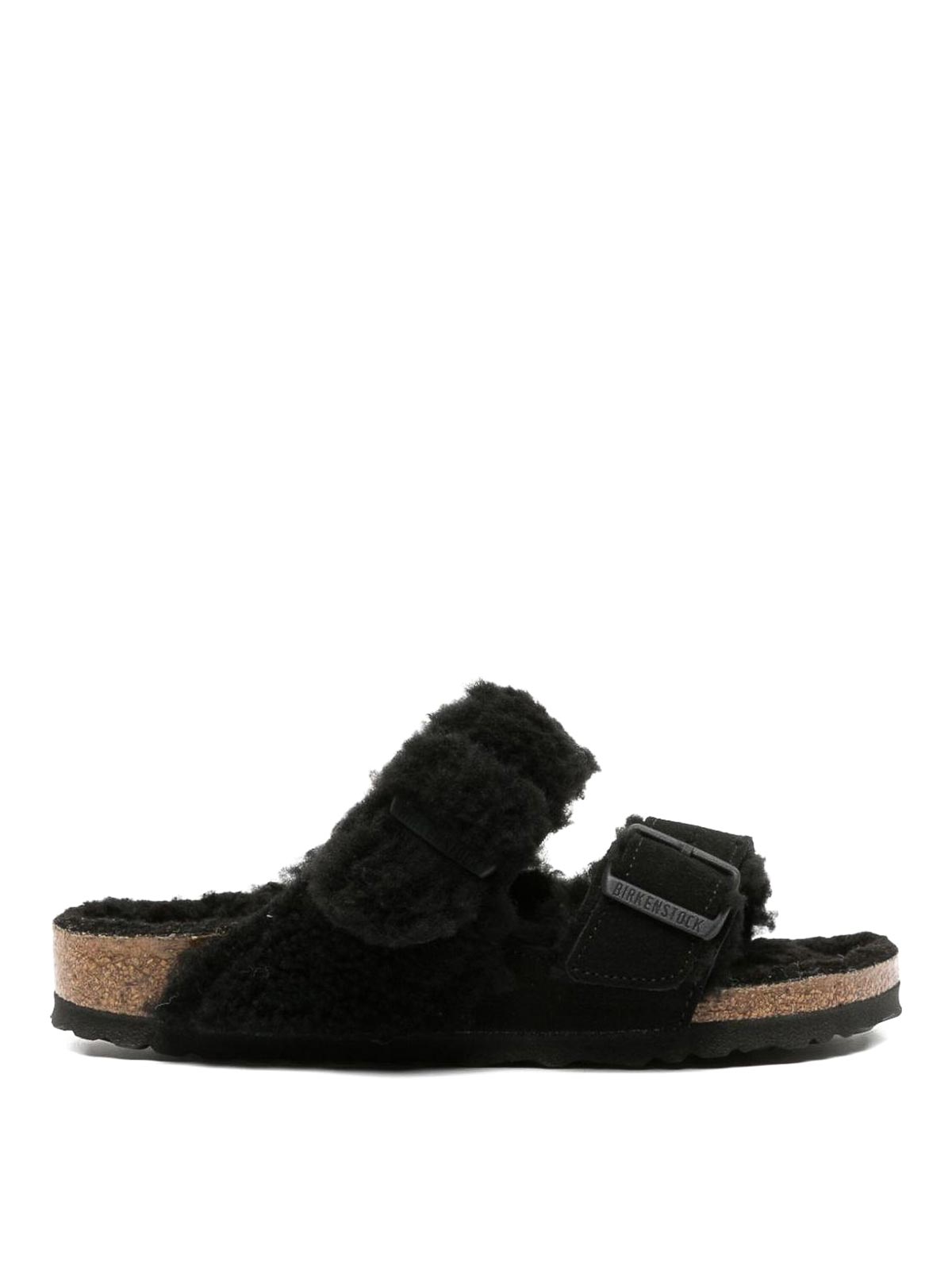 Birkenstock Slippers With Black Fur In Black
