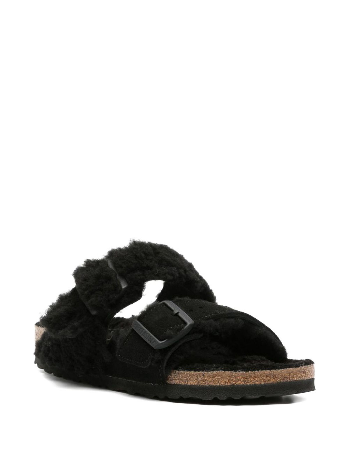 Birkenstock Slippers With Black Fur In Black