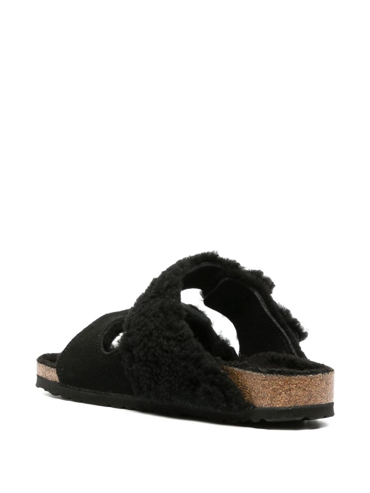 Birkenstock Slippers With Black Fur In Black