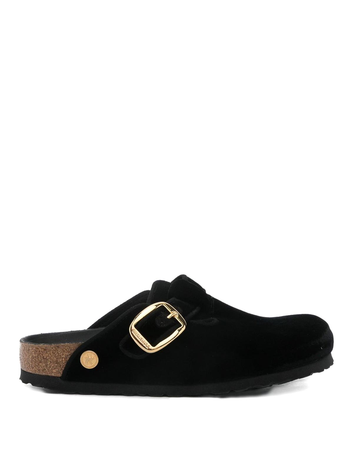 Birkenstock Boston Big Buckle Piping Rivet Logo Mule In Black