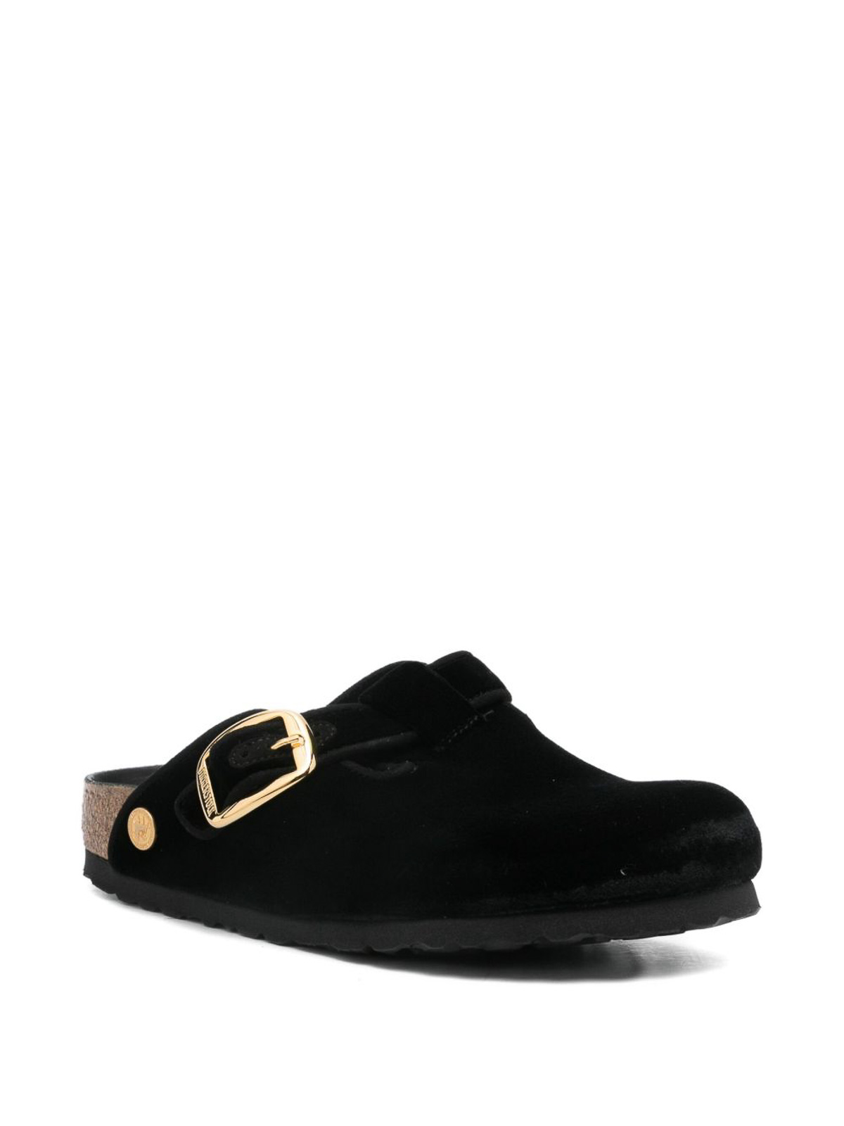 Birkenstock Boston Big Buckle Piping Rivet Logo Mule In Black
