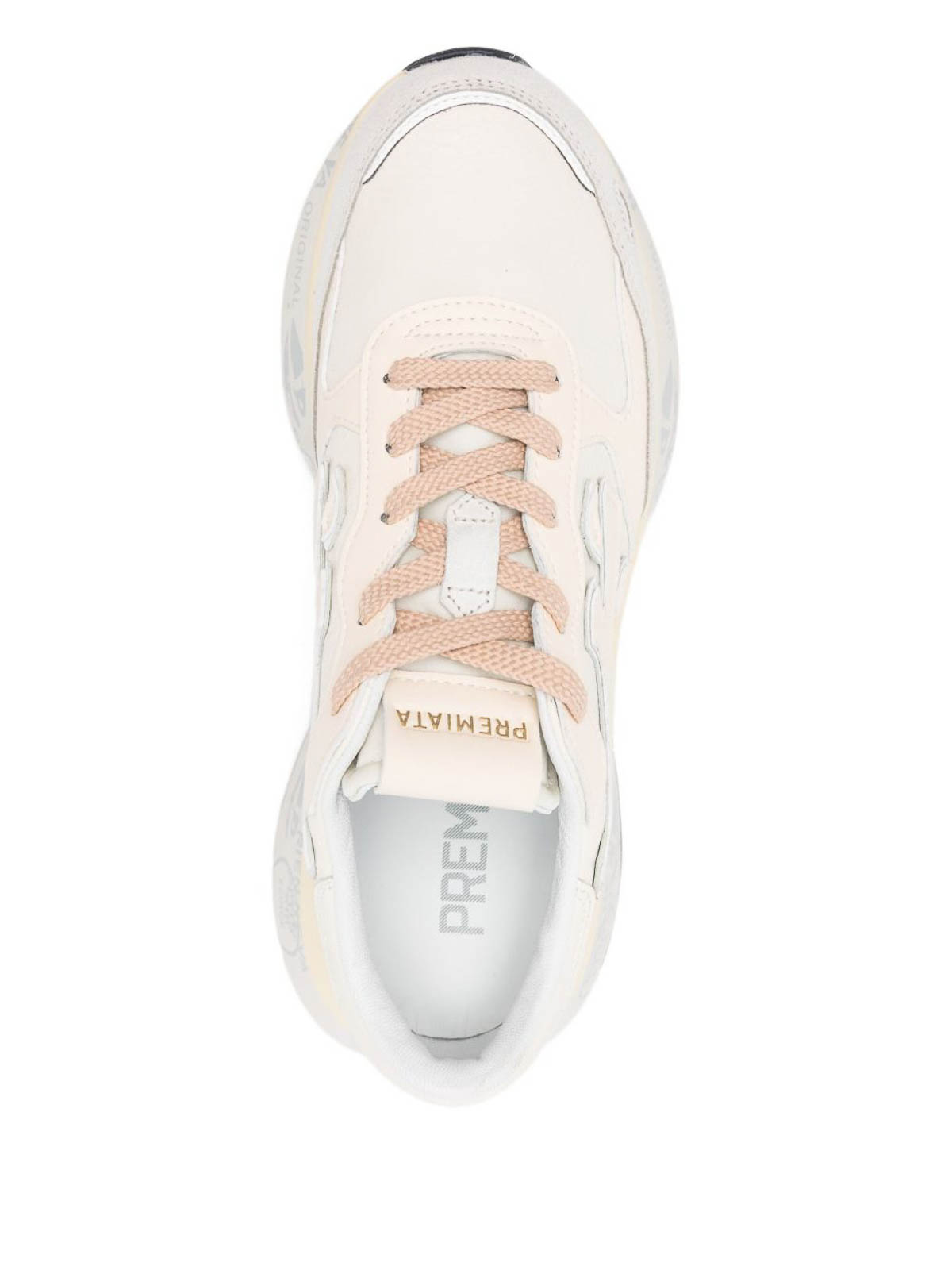 Premiata Beige Low-top Sneakers With Textured Leather Panels In Multi