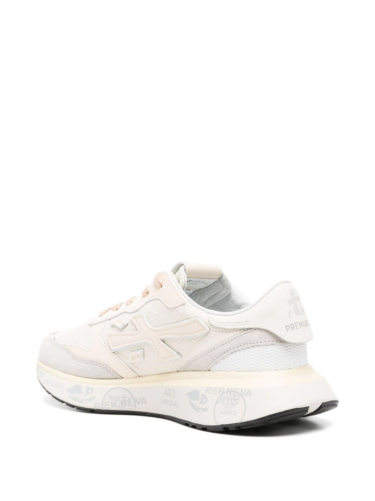 Premiata Beige Low-top Sneakers With Textured Leather Panels In Multi