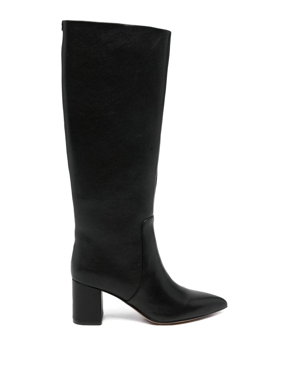 Twinset Knee-high Calf Leather Ankle Boots With Silhouette In Black