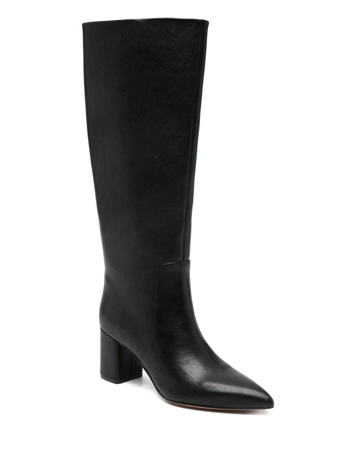Twinset Knee-high Calf Leather Ankle Boots With Silhouette In Black