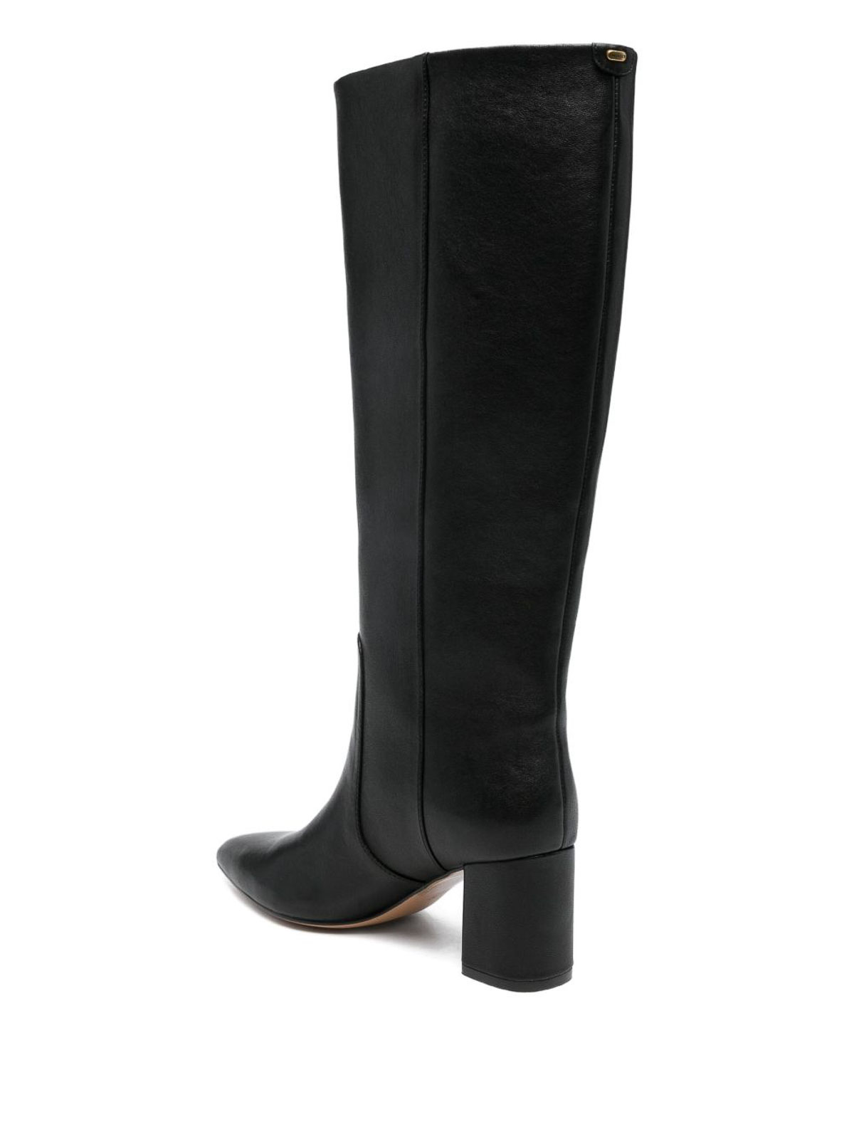 Twinset Knee-high Calf Leather Ankle Boots With Silhouette In Black