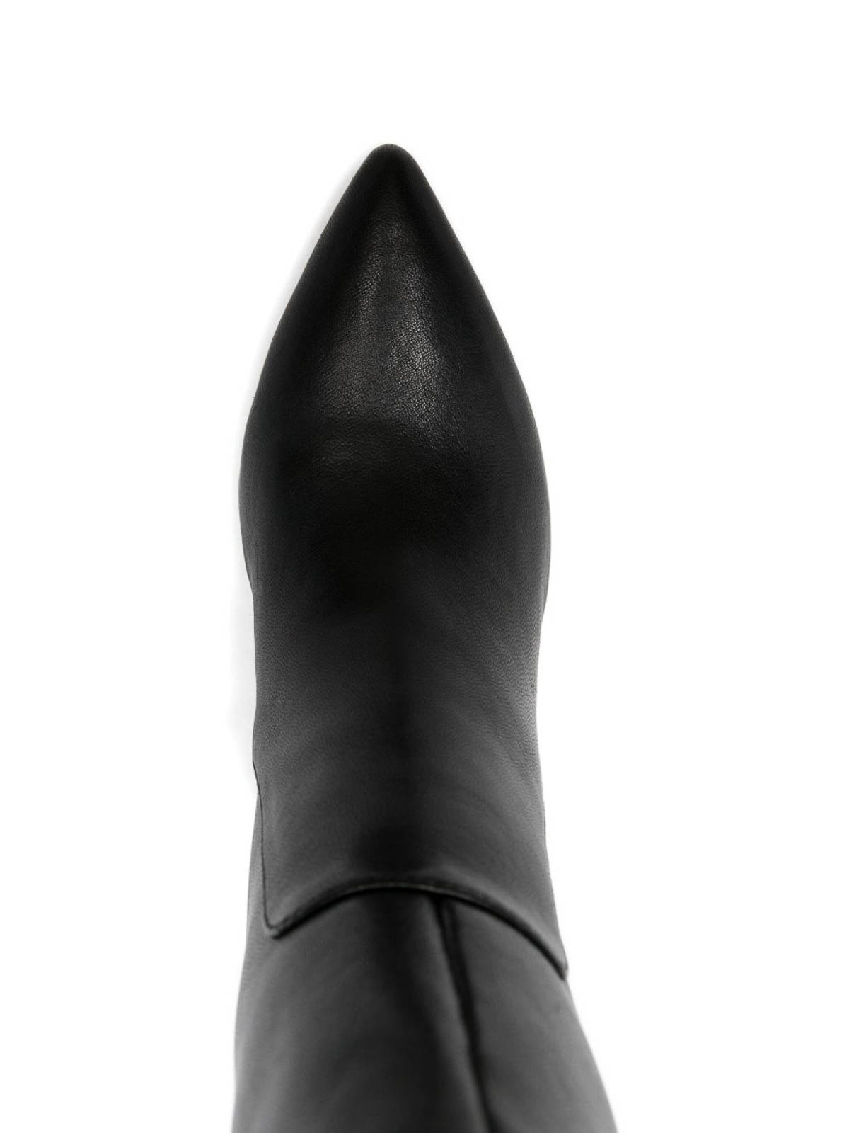 Twinset Knee-high Calf Leather Ankle Boots With Silhouette In Black