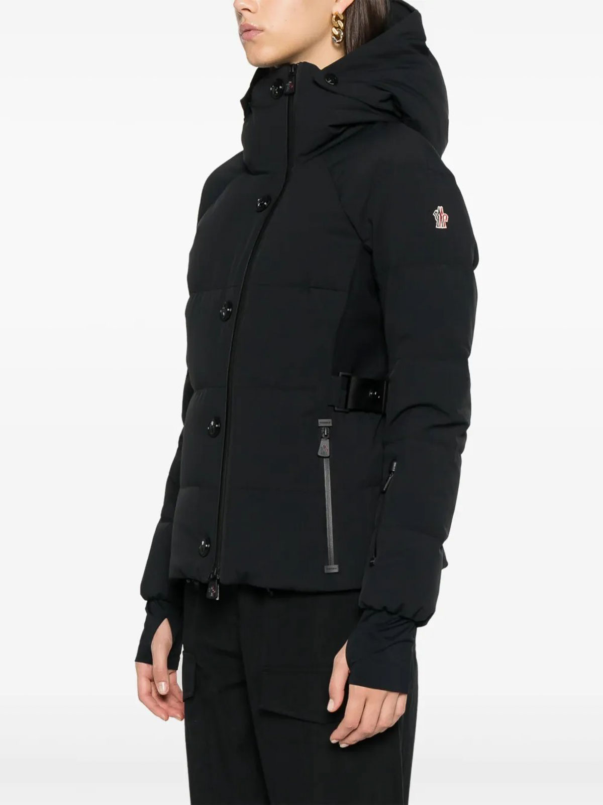 Moncler Guyane Hooded Down Ski Jacket In Black