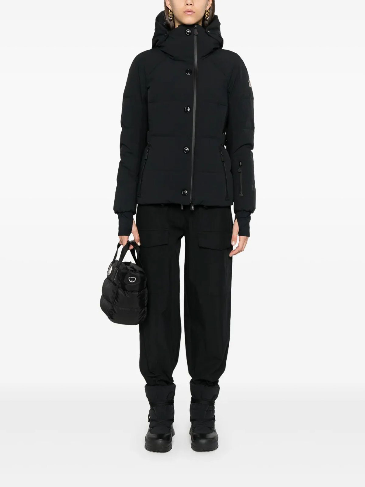 Moncler Guyane Hooded Down Ski Jacket In Black