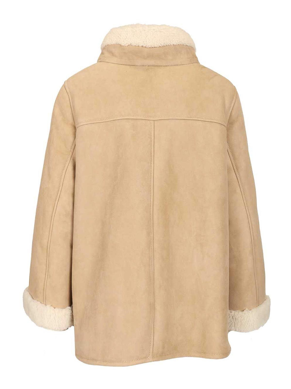 Fay Stand Collar Leather Jacket In Neutral