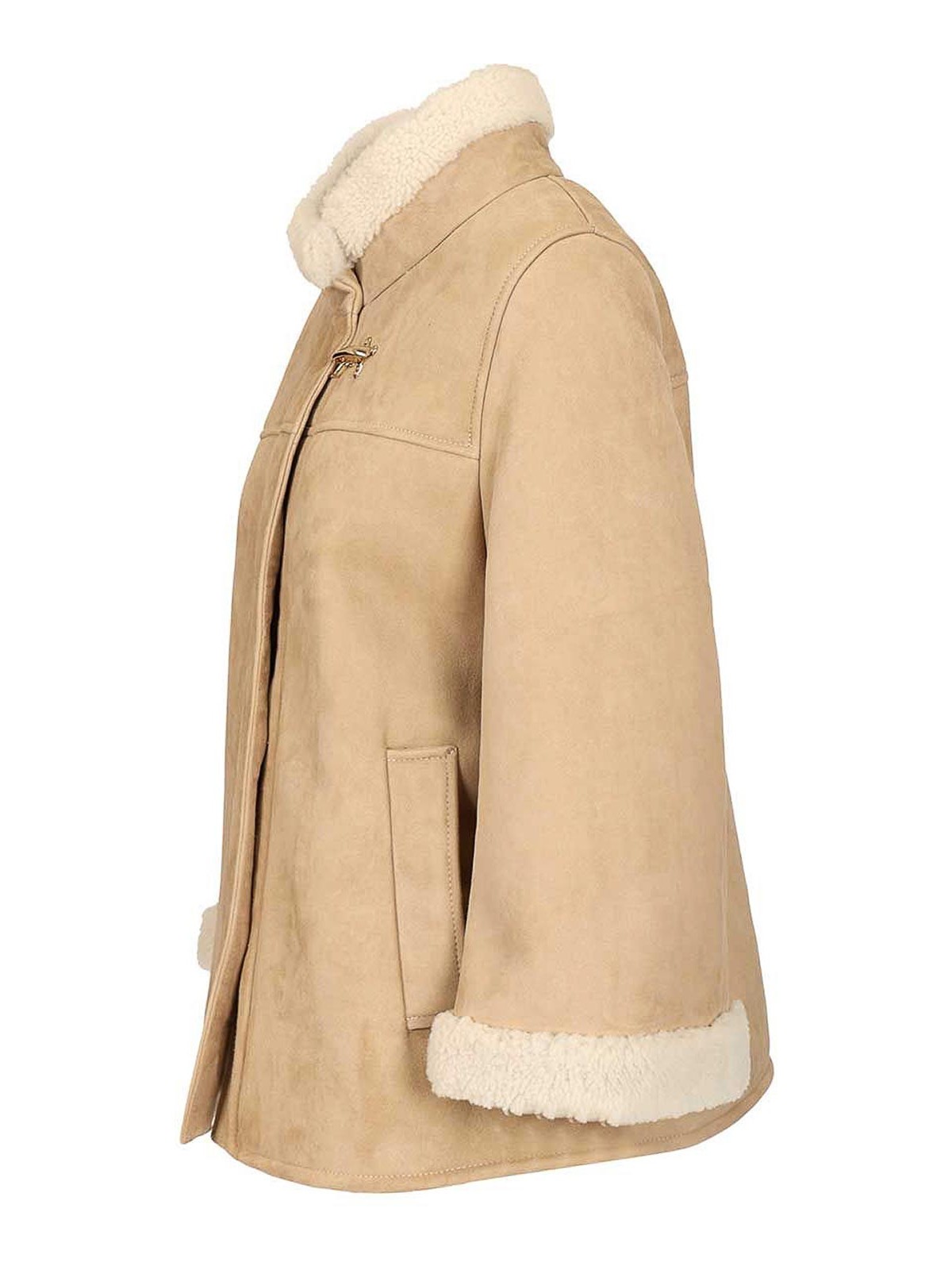 Fay Stand Collar Leather Jacket In Neutral