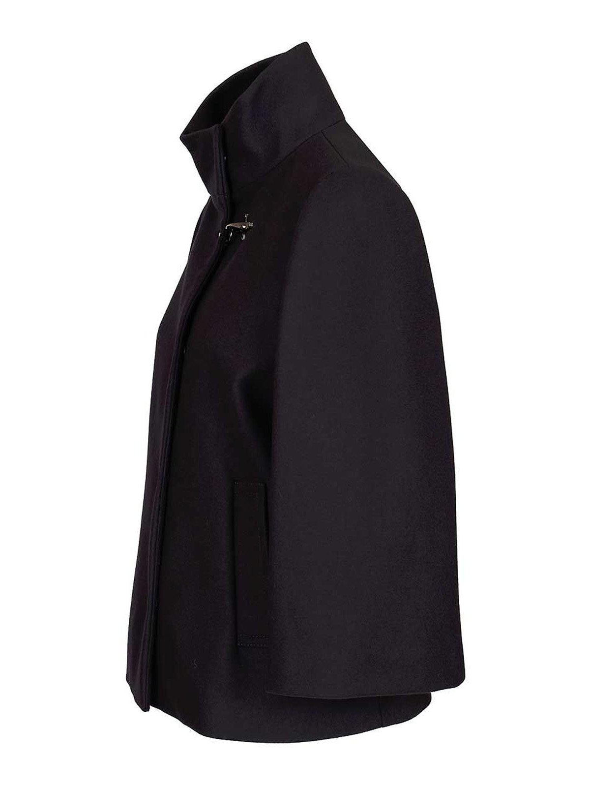 Fay Wool Cape In Black
