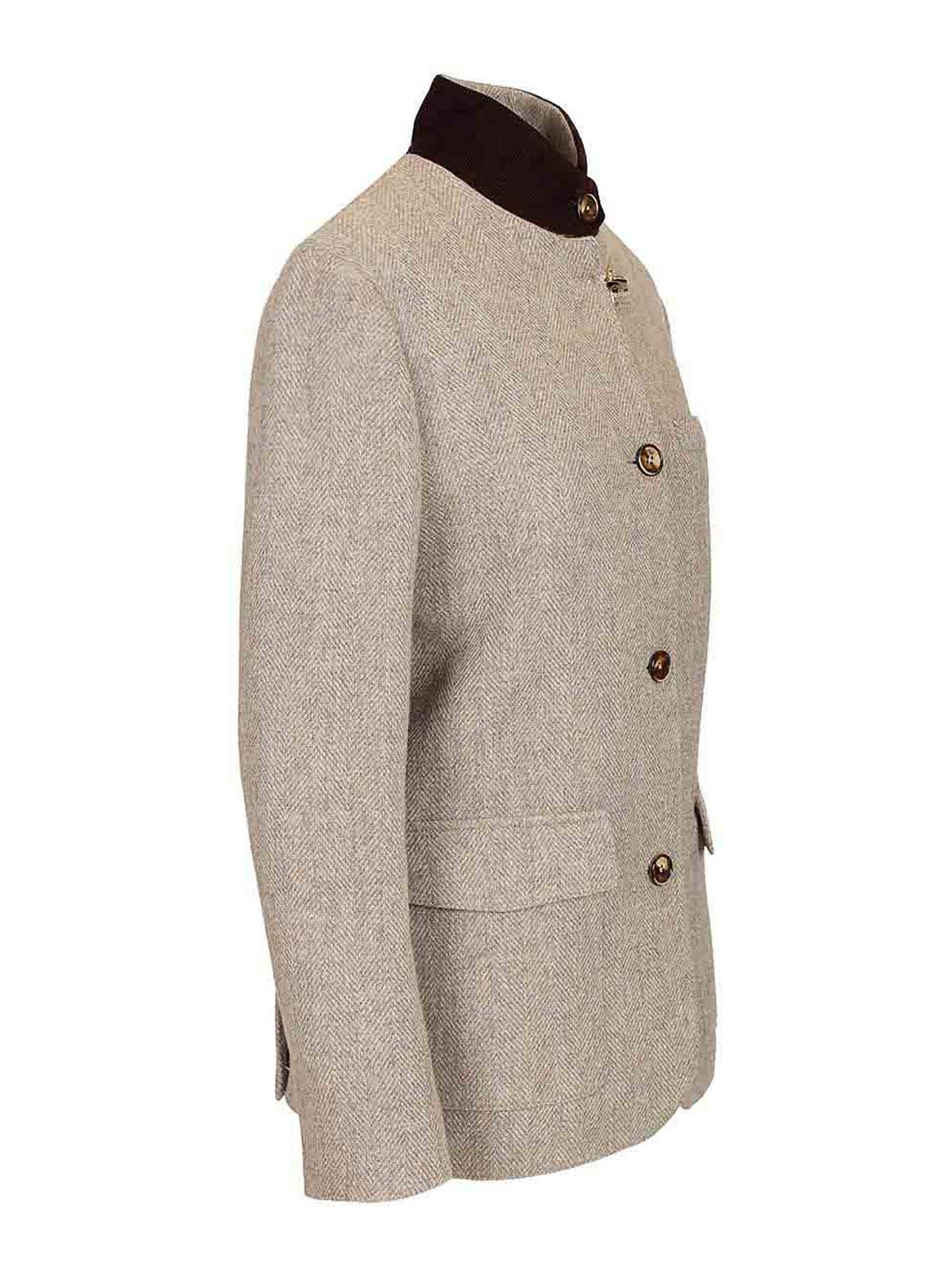 Fay Giacca Monopetto Collo In Piedi Jackets Beige In Neutral