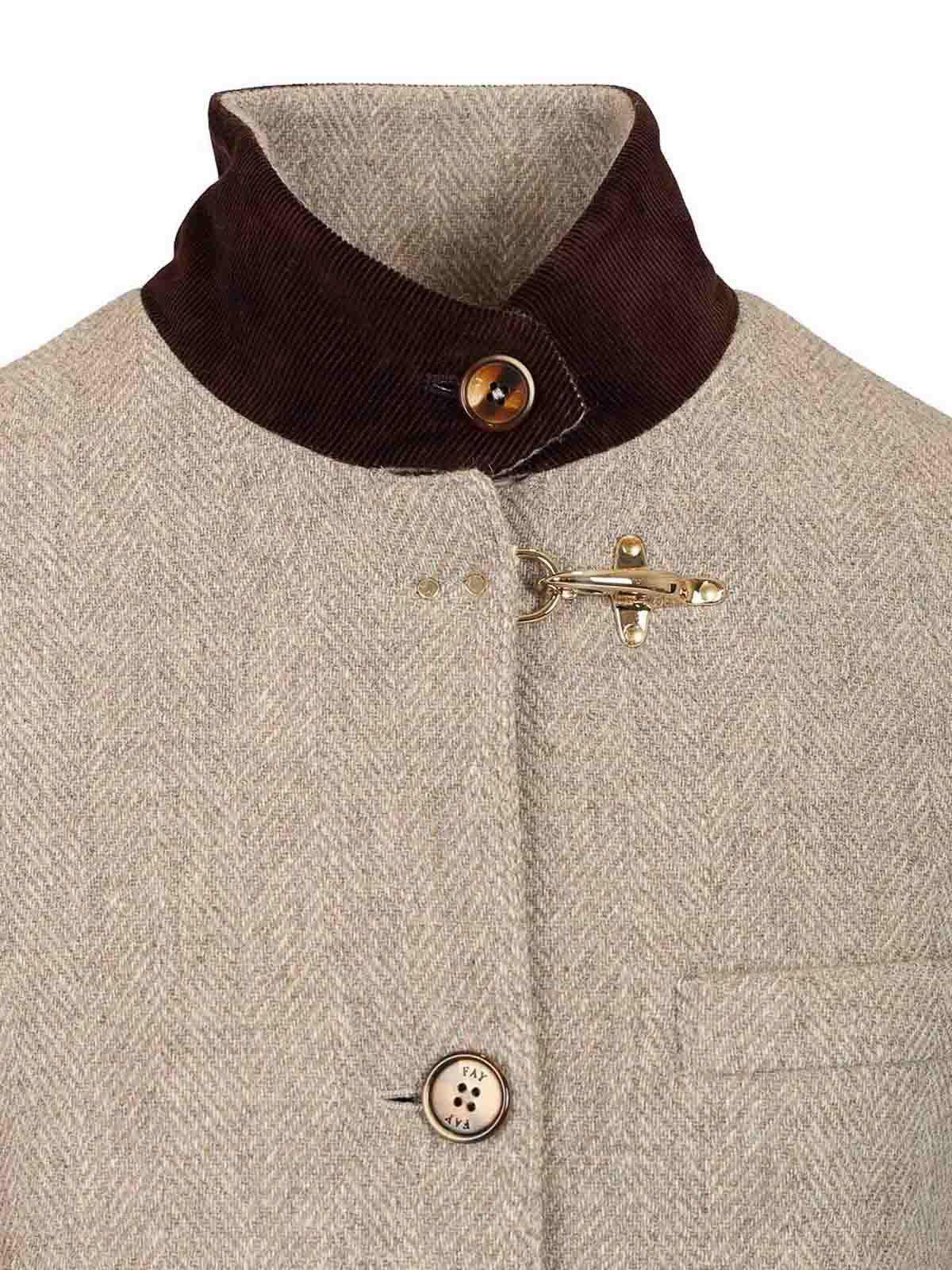 Fay Giacca Monopetto Collo In Piedi Jackets Beige In Neutral