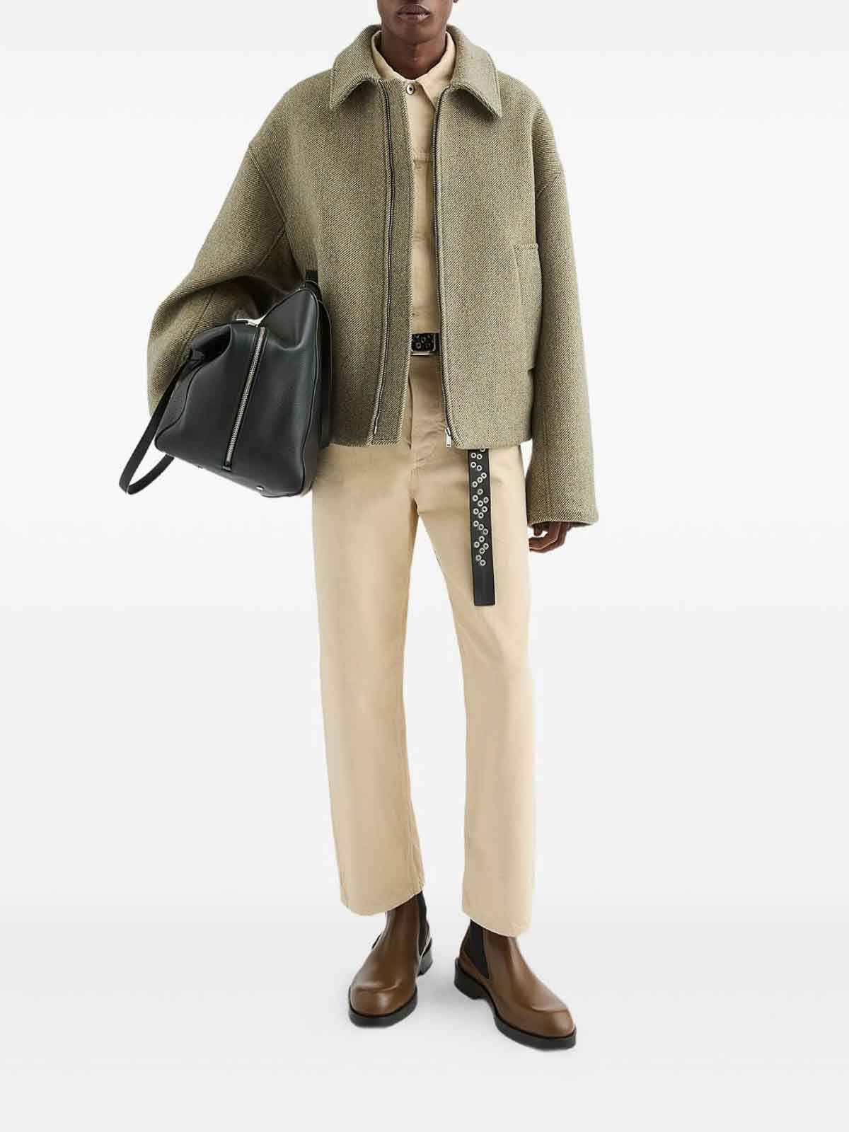 Jil Sander Wool Gabardine Padded Blouson In Brown