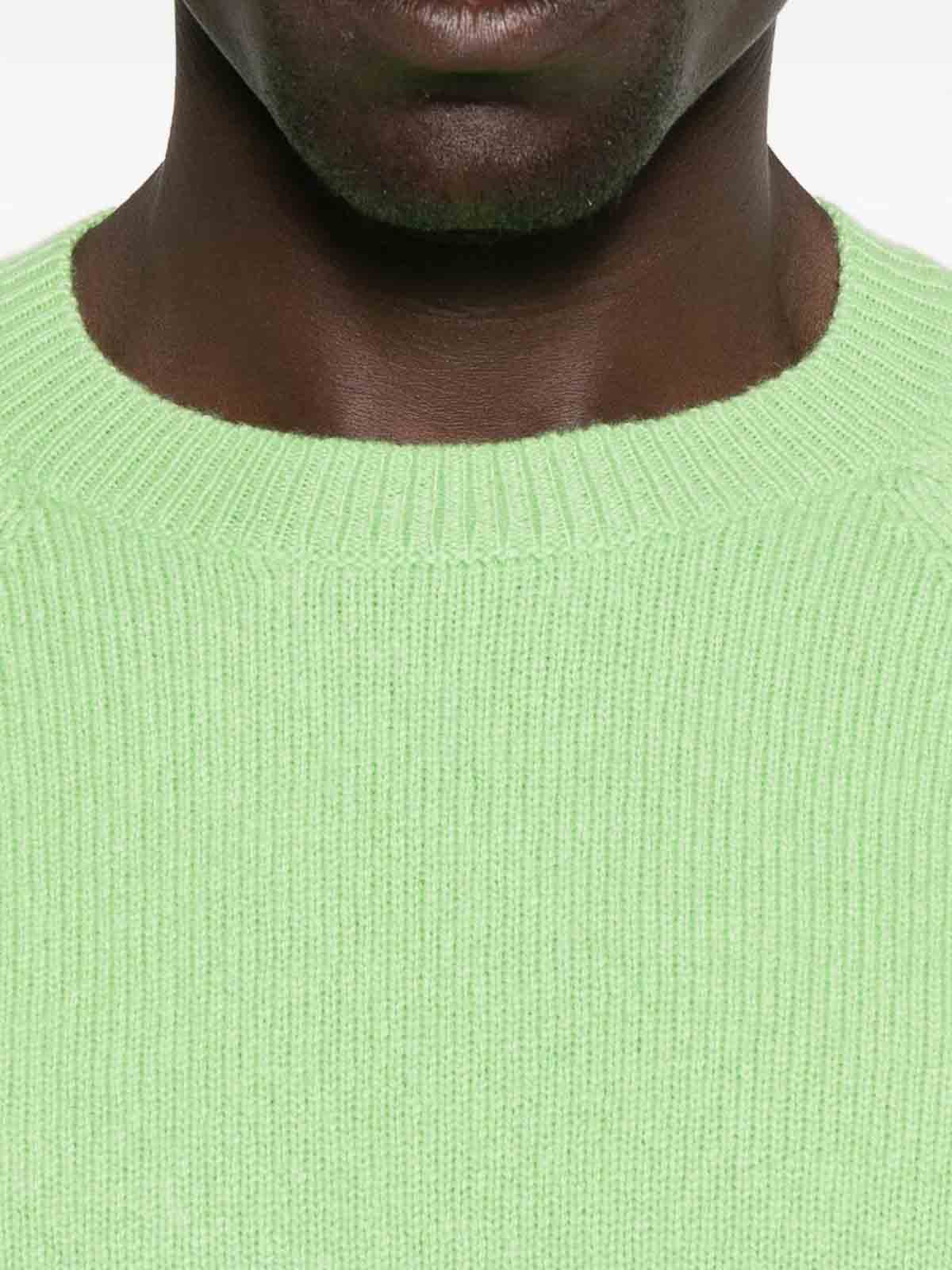 Tom Ford Felted Pure Cashmere Long Sleeves Crew Neck Sweater In Green