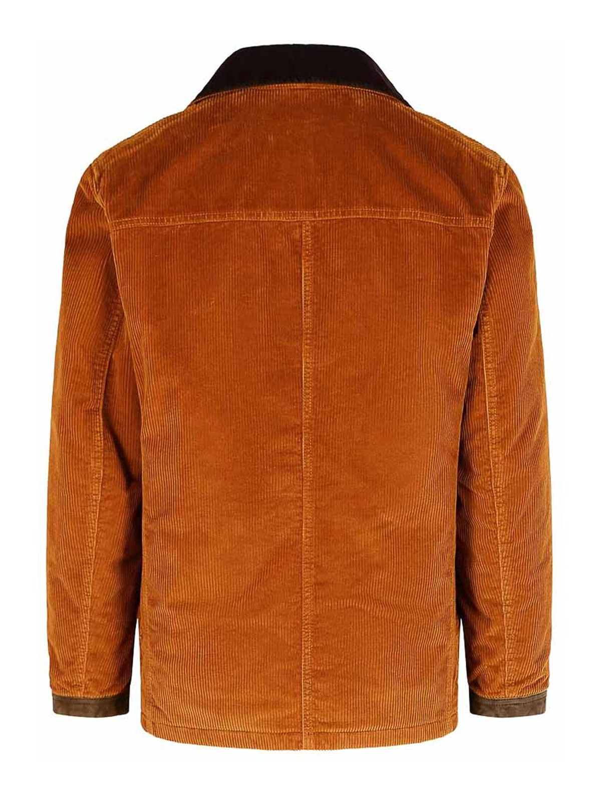 Fay Corduroy Jacket With Hook Closure And Flap Pockets In Brown