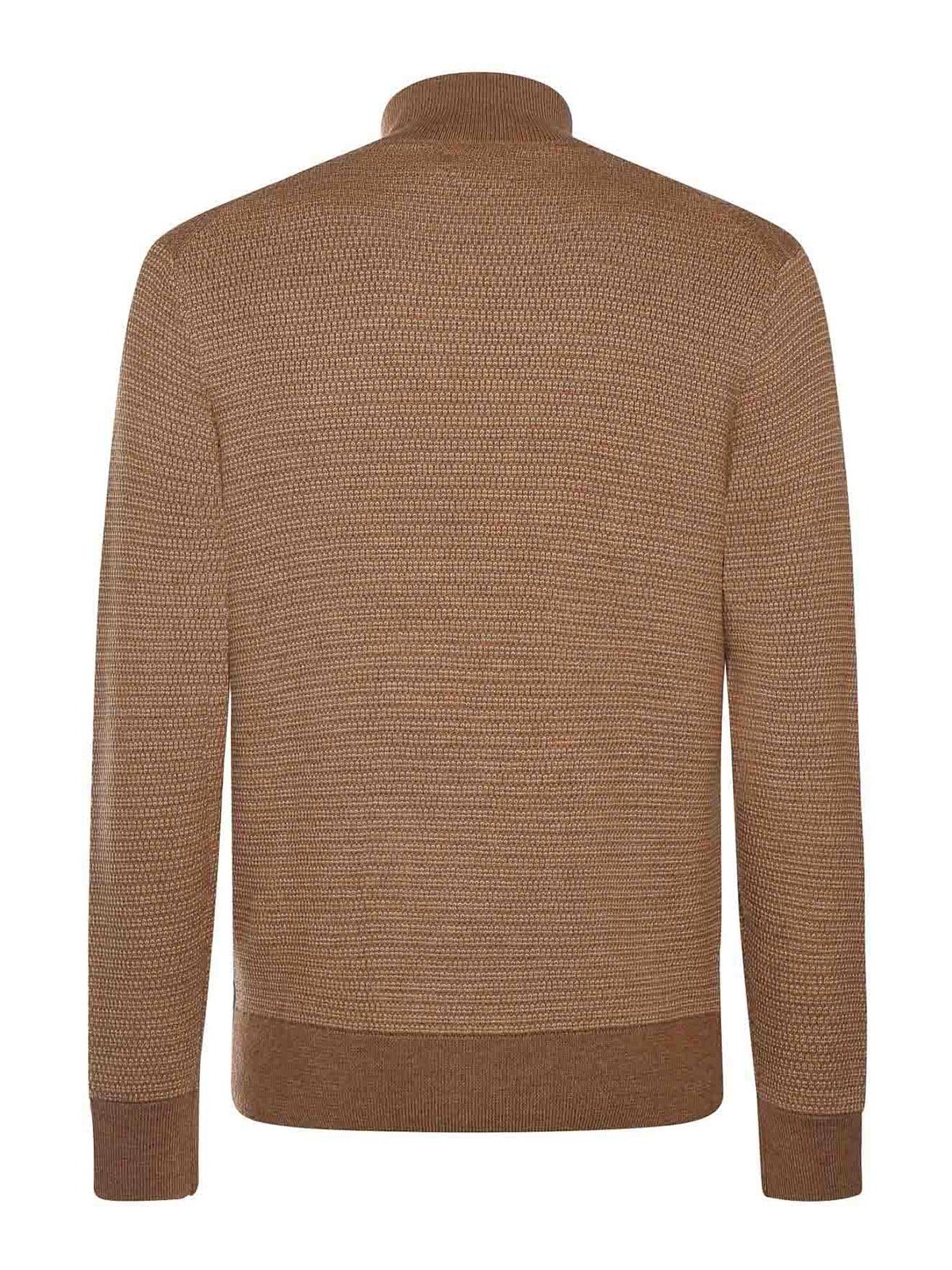 Polo Ralph Lauren Maglia Mezza Zip Uomo Lana Armaturata Sweater In Brown
