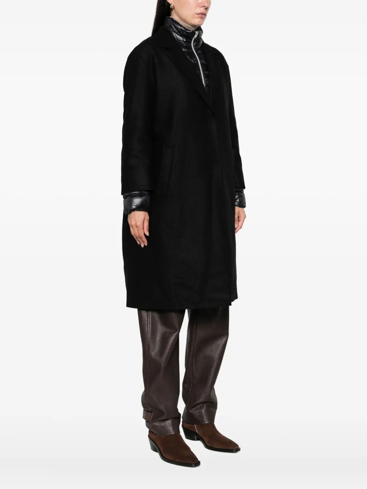 Herno Padded Long Coat In Black