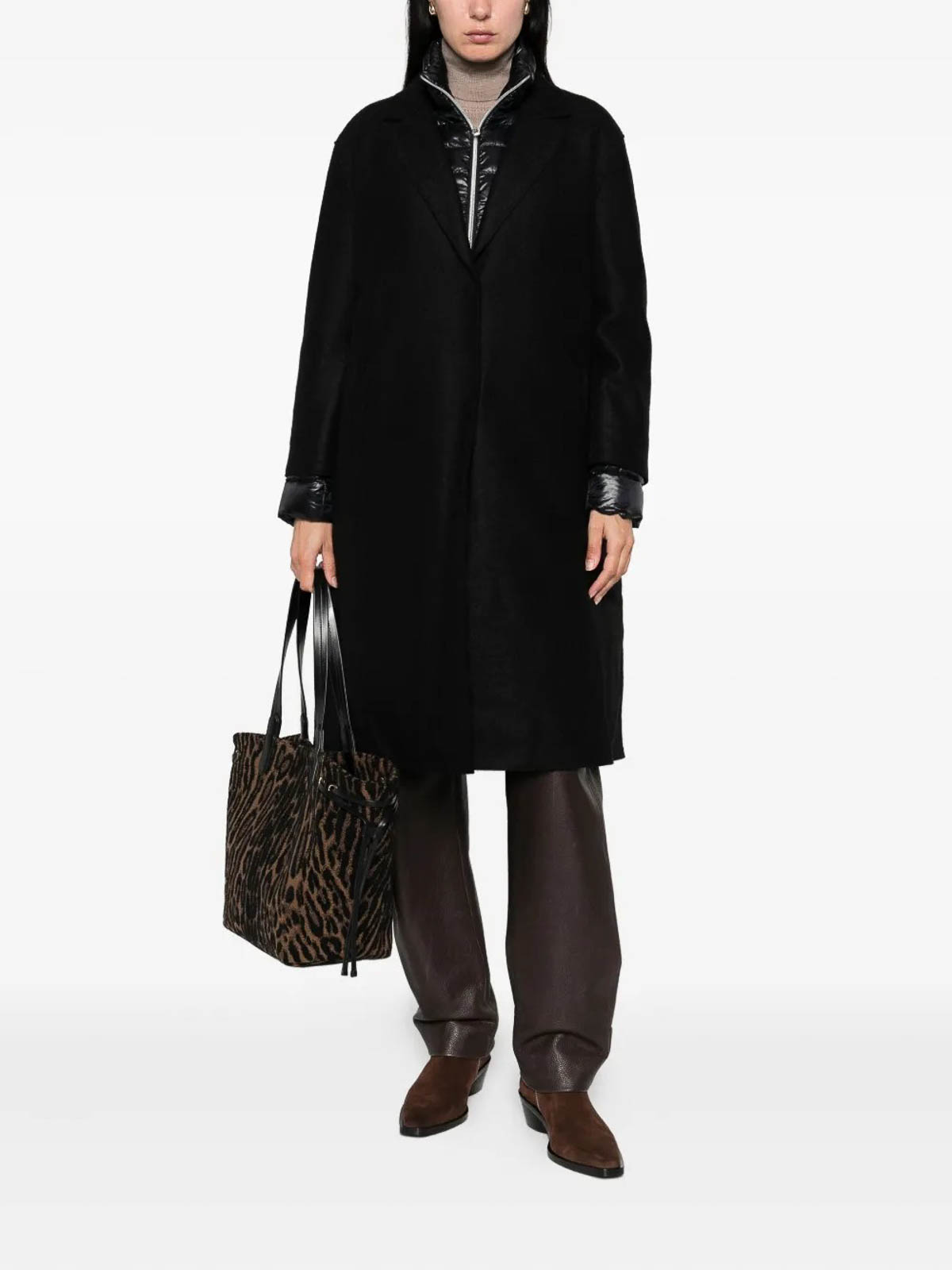 Herno Padded Long Coat In Black
