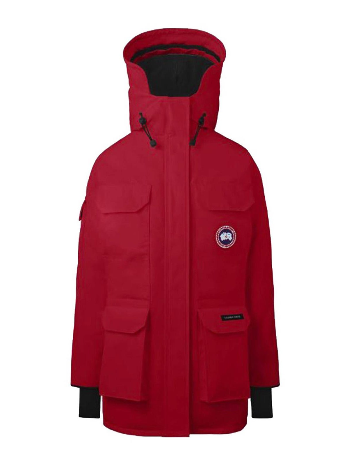 Canada Goose Hooded Jackets With Front Pockets And Adjustable Cuffs In Red